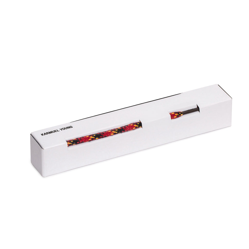 SL-810 <br>Waxed Shoelaces in 810mm<br>Red Check-pattern Flat Cord