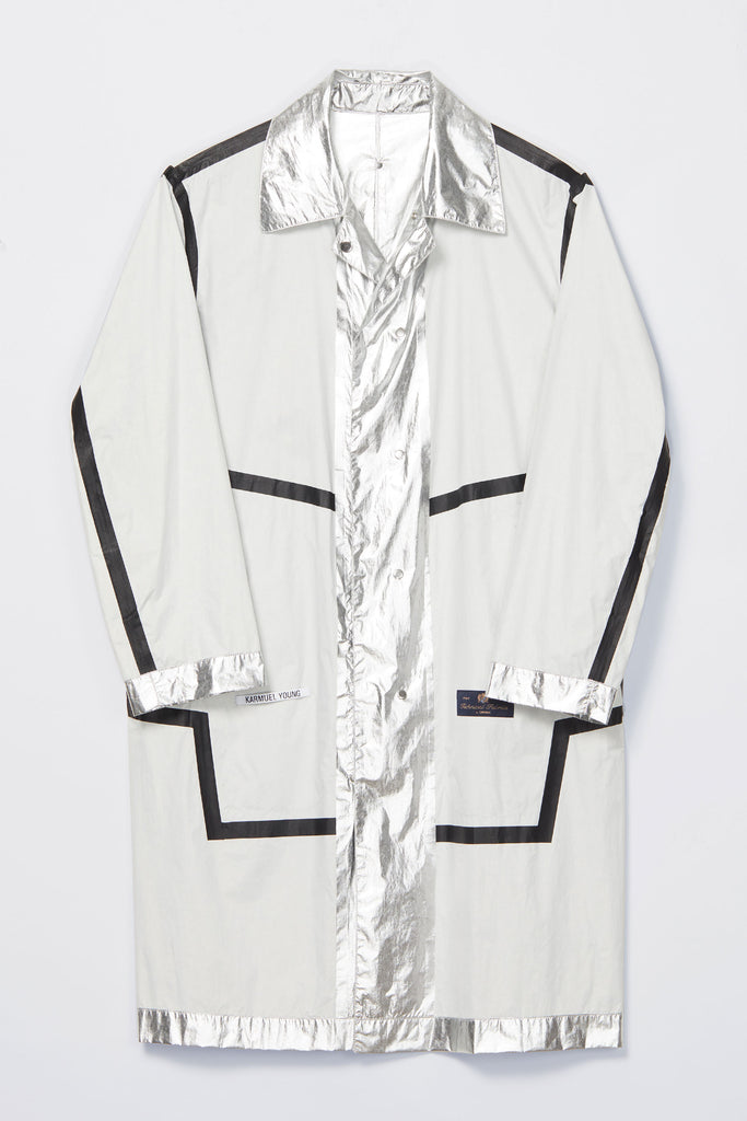 Silver Polyamide Rectangle Trench Coat