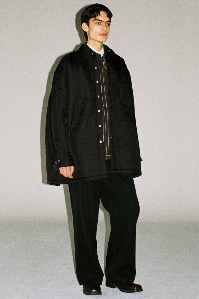 Black Nylon Polyester Padded Strong Arm XY-plane Shirt Coat (Full Lining)
