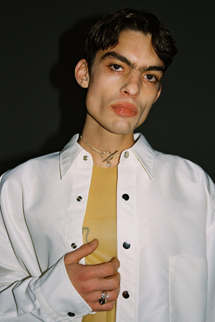 White Polyamide Strong Arm XY-plane Shirt Coat