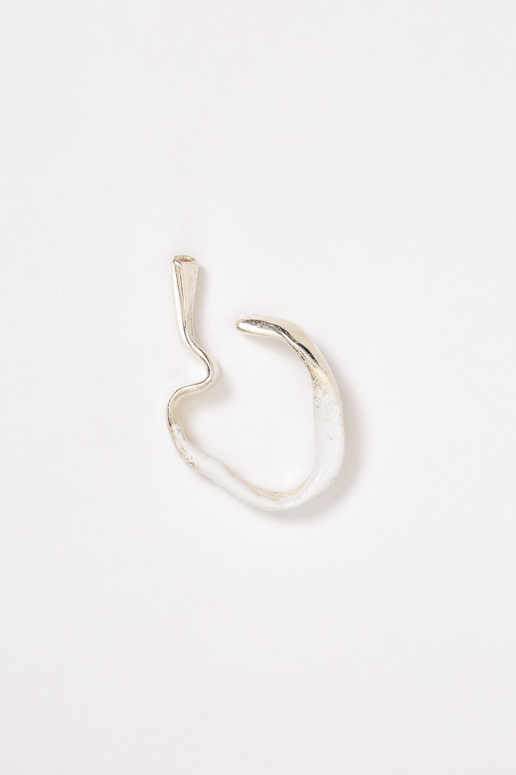 White Enamel Silver Ear Cuff