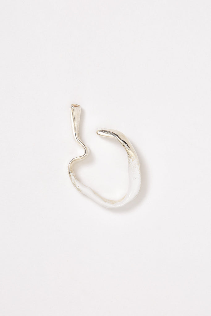 White Enamel Silver Ear Cuff