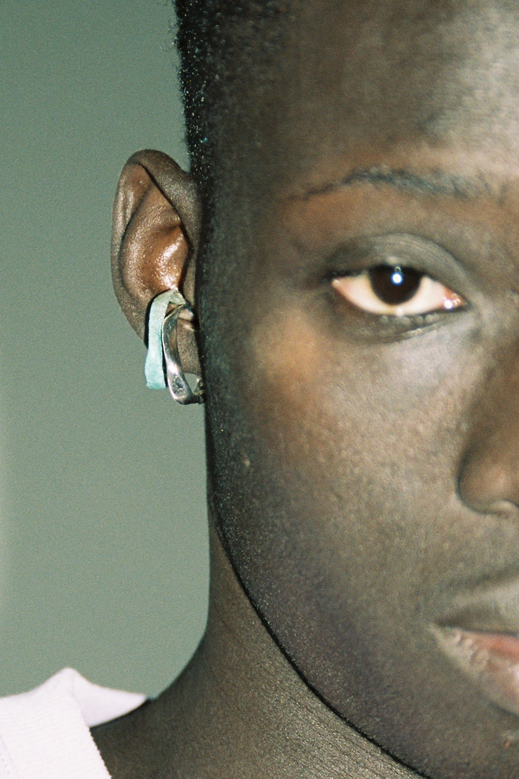 Green Enamel Silver Ear Cuff