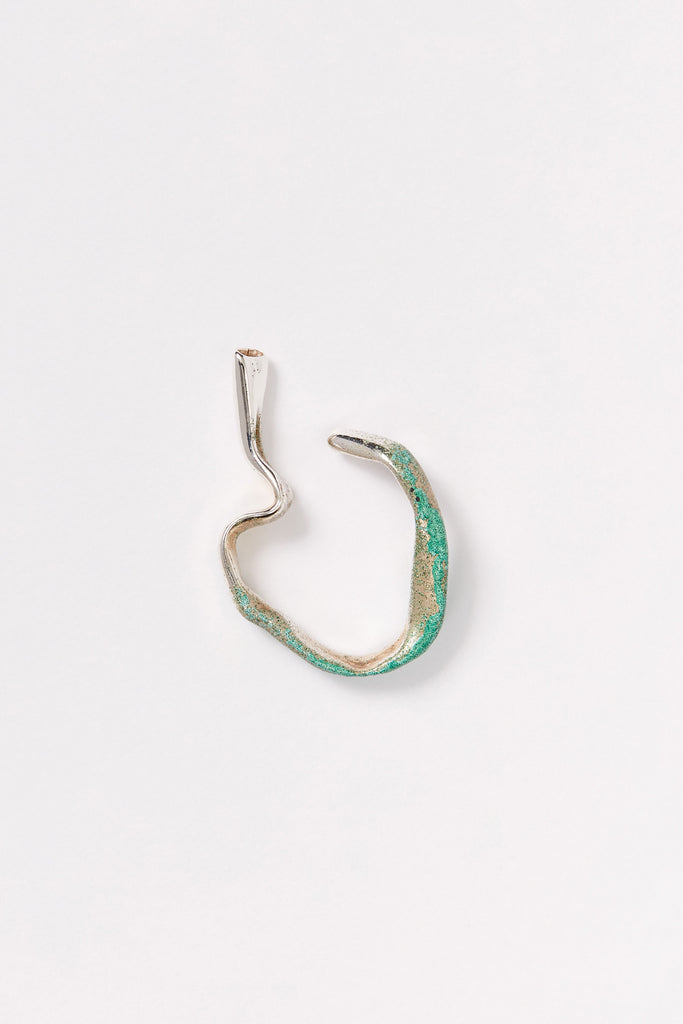 Green Enamel Silver Ear Cuff