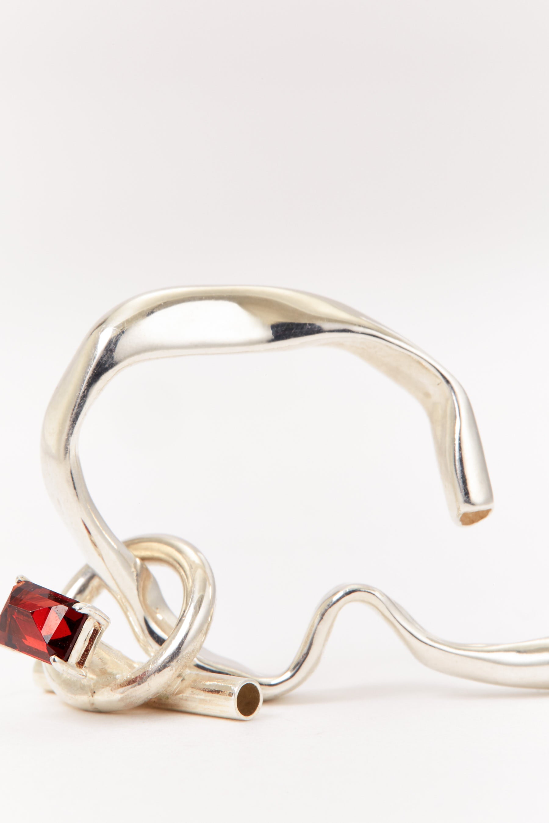 Garnet Silver Ear Cuff