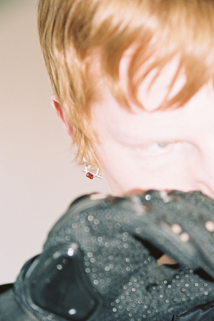 Garnet Silver Ear Cuff