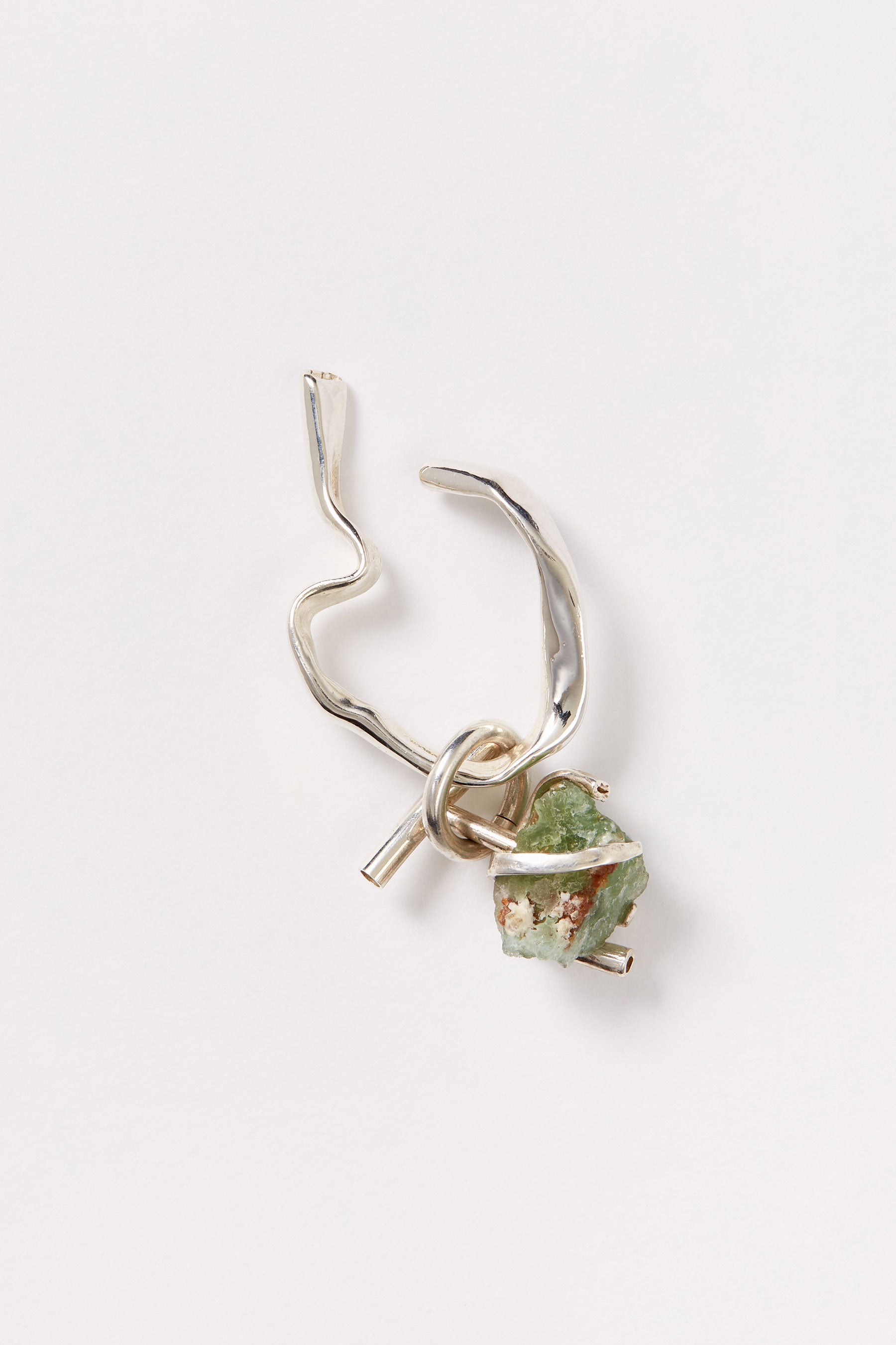 Green Fluorite Silver Ear Cuff