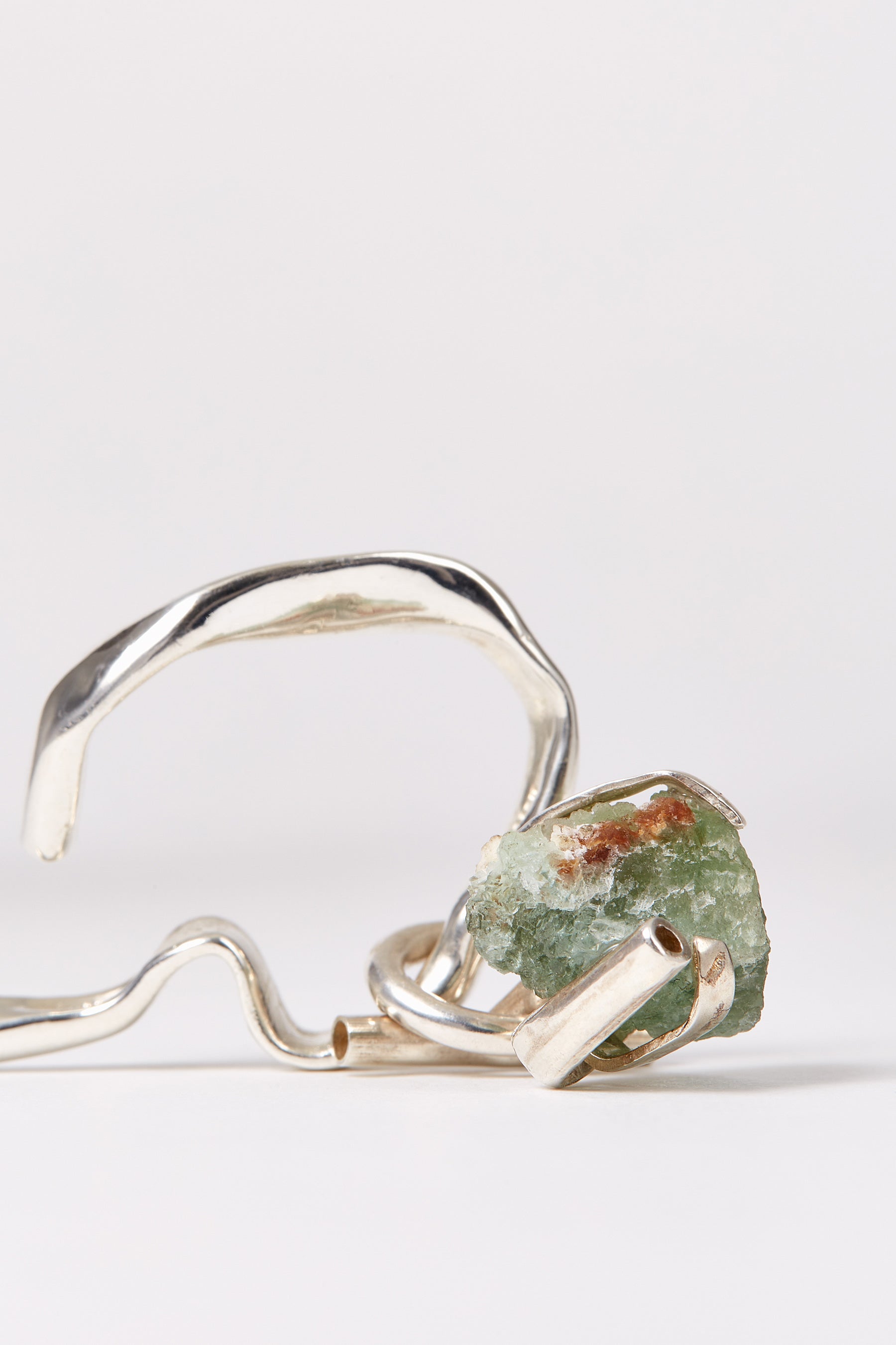 Green Fluorite Silver Ear Cuff