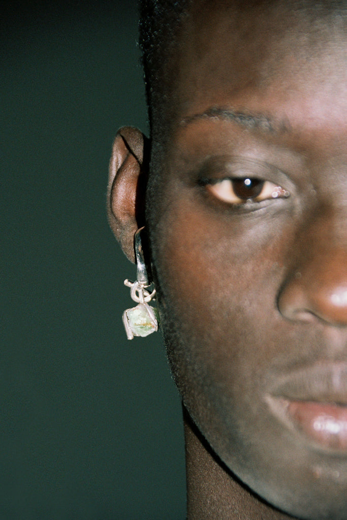 Green Fluorite Silver Ear Cuff