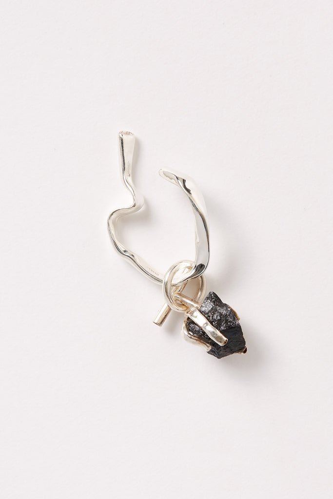 Black Ilvaite Silver Ear Cuff