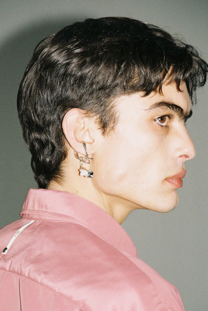 White Babingtonite Irregular Extanded Padant Ear Cuff