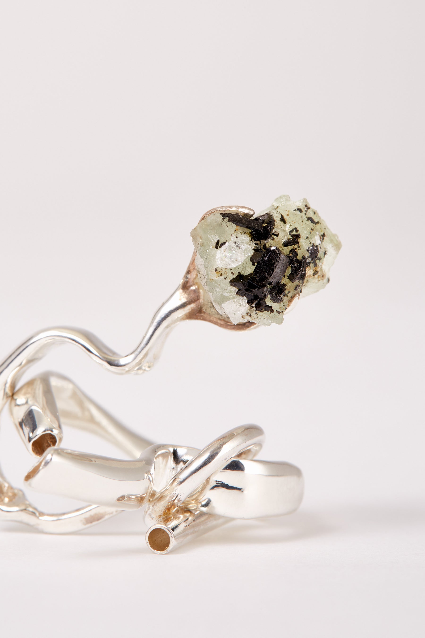 White Babingtonite Irregular Extanded Padant Ear Cuff