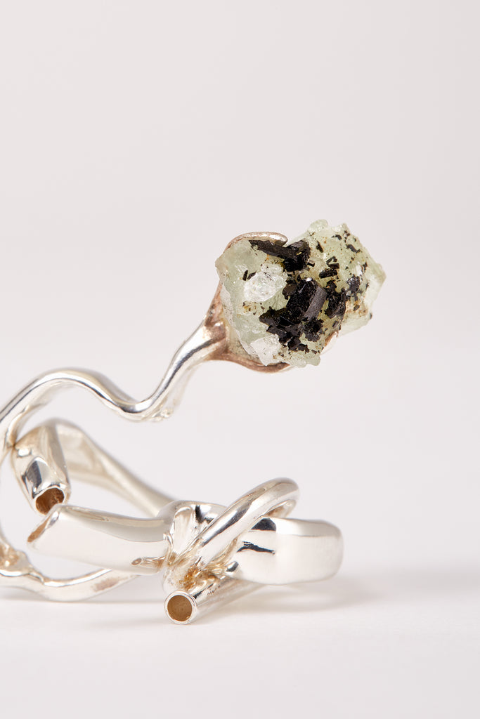 White Babingtonite Irregular Extanded Padant Ear Cuff