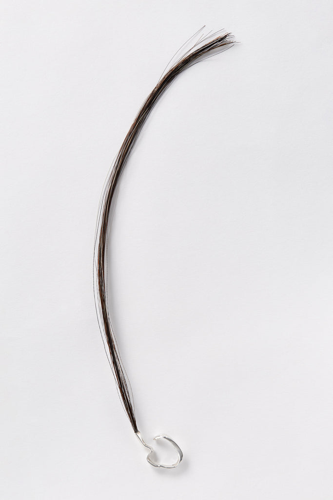 Silver Ear Cuff with Mixed Horse Tail Hair