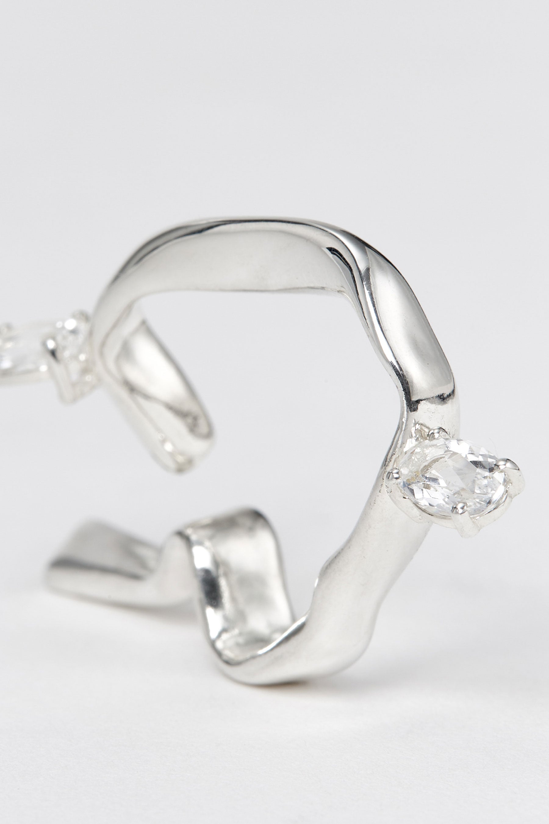 Silver Double Topaz Ear Cuff