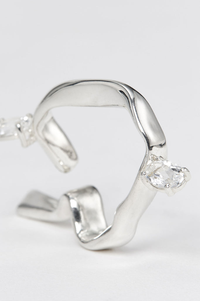 Silver Double Topaz Ear Cuff