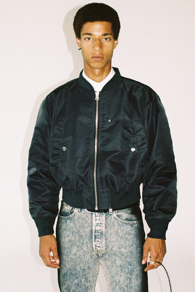 Dark Grey Polyamide Cropped Bulk Jacket