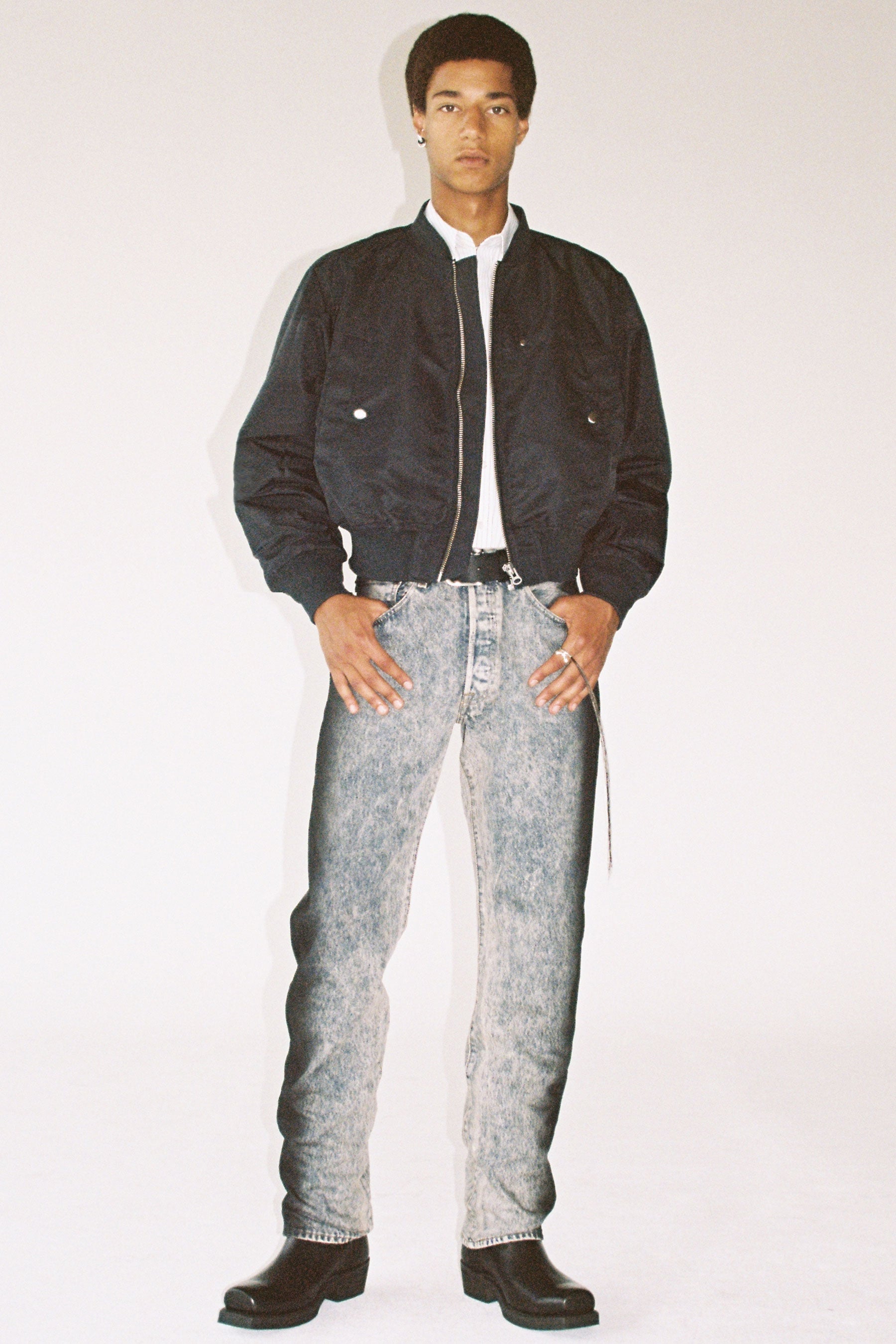 Dark Grey Polyamide Cropped Bulk Jacket
