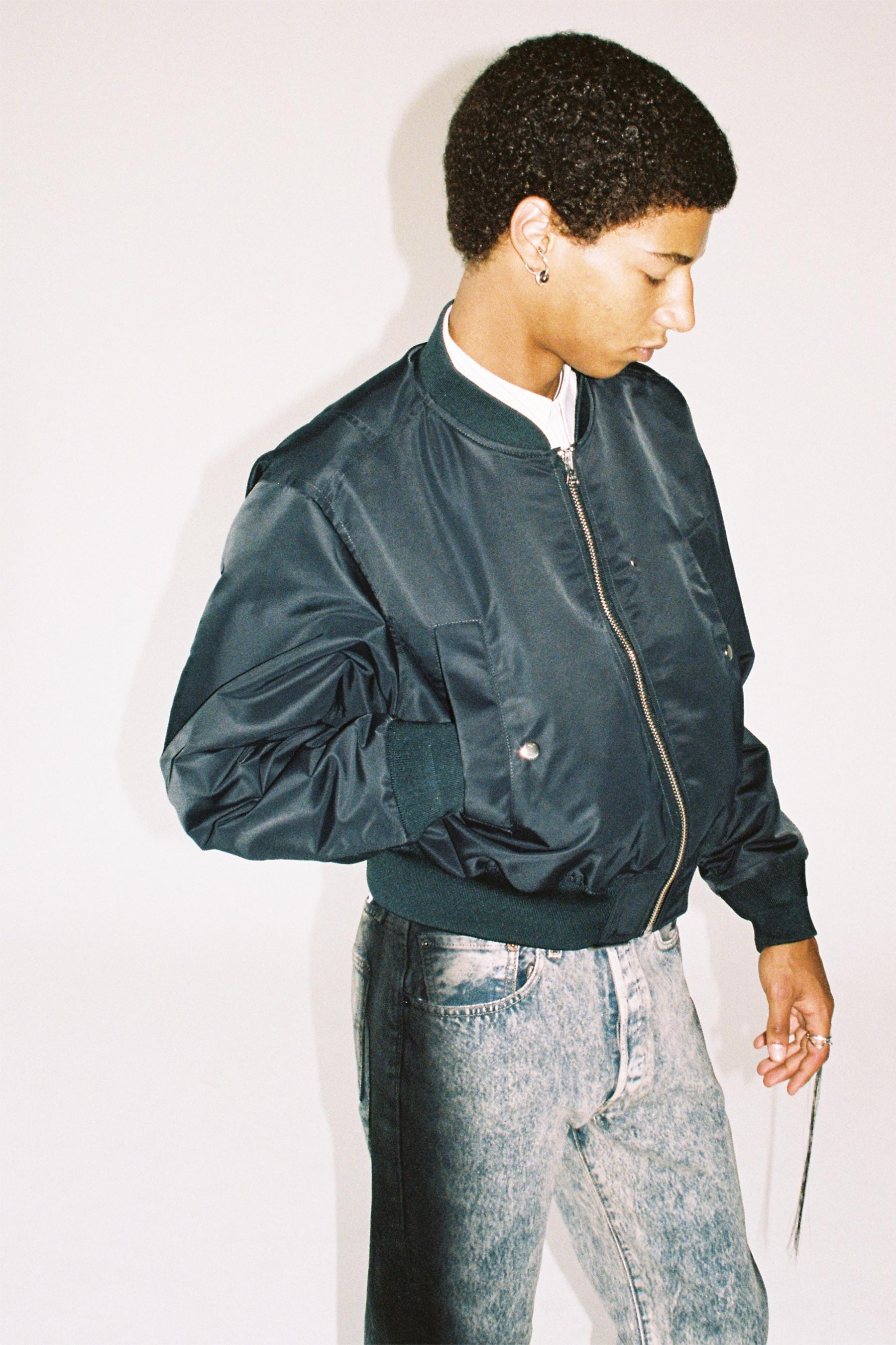Dark Grey Polyamide Cropped Bulk Jacket