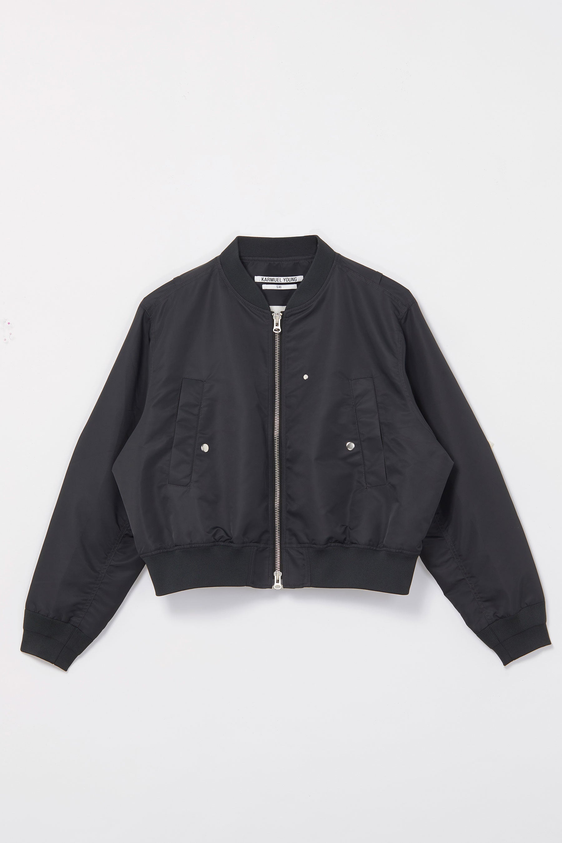 Dark Grey Polyamide Cropped Bulk Jacket