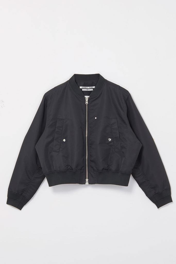 Dark Grey Polyamide Cropped Bulk Jacket