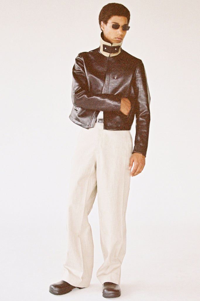 Black 2-way Pocket Goat Leather Jacket