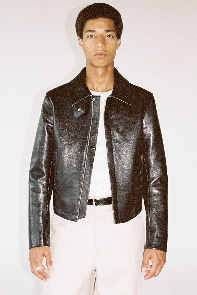 Black 2-way Pocket Goat Leather Jacket