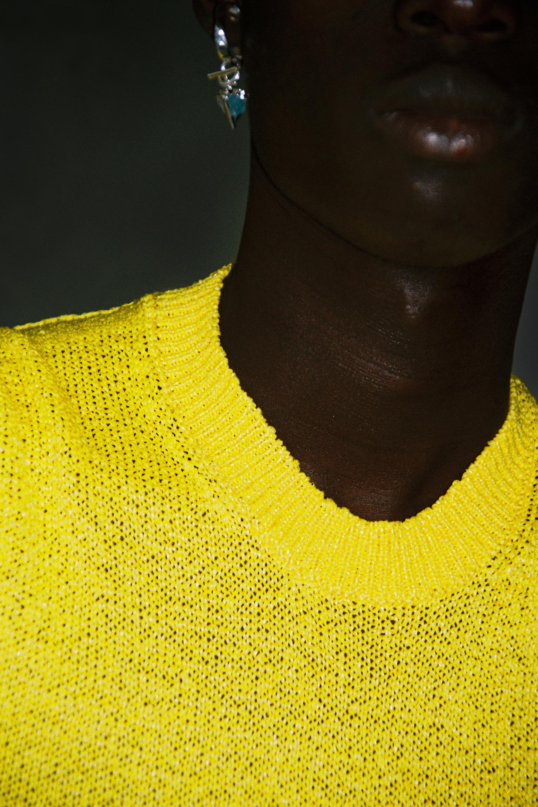 Yellow Nylon Crew Mockneck Sweater Vest