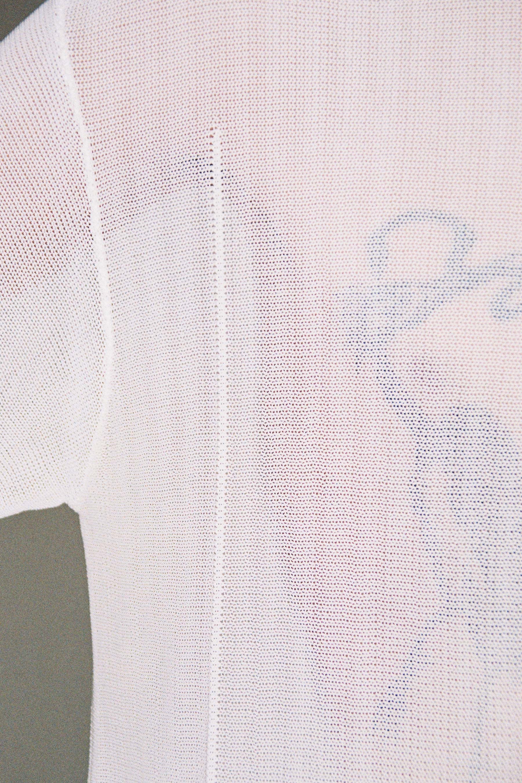 White Cotton Nylon Cuboid Knitted T-shirt
