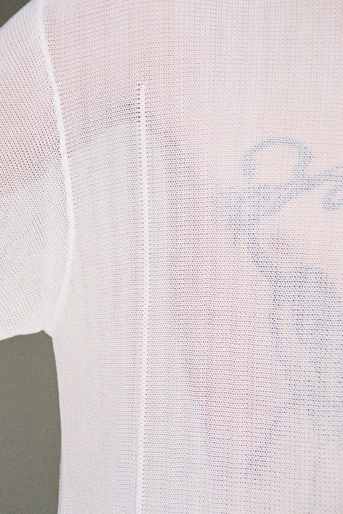 White Cotton Nylon Cuboid Knitted T-shirt