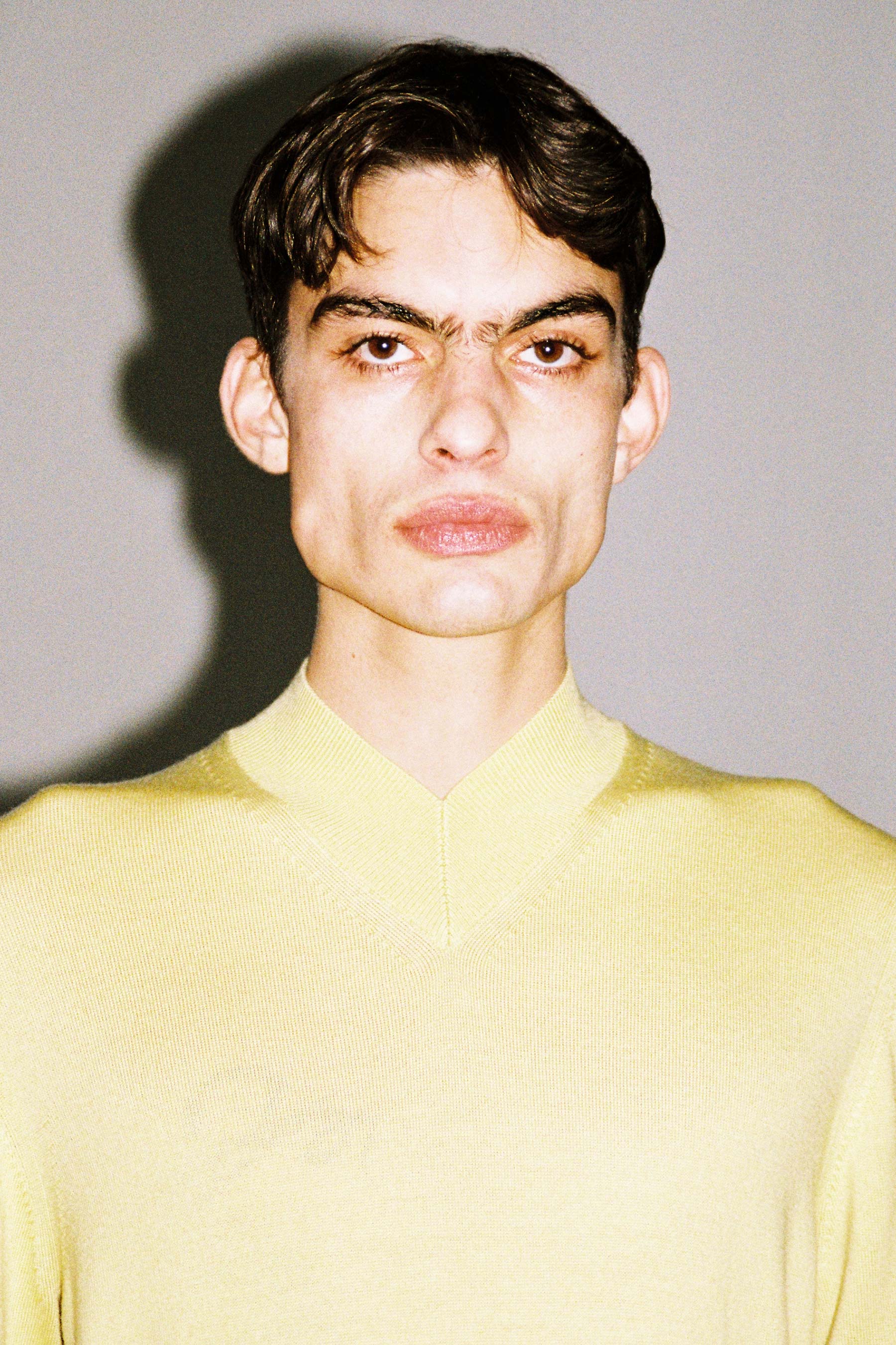 Yellow Merino Wool V-highneck Sweater