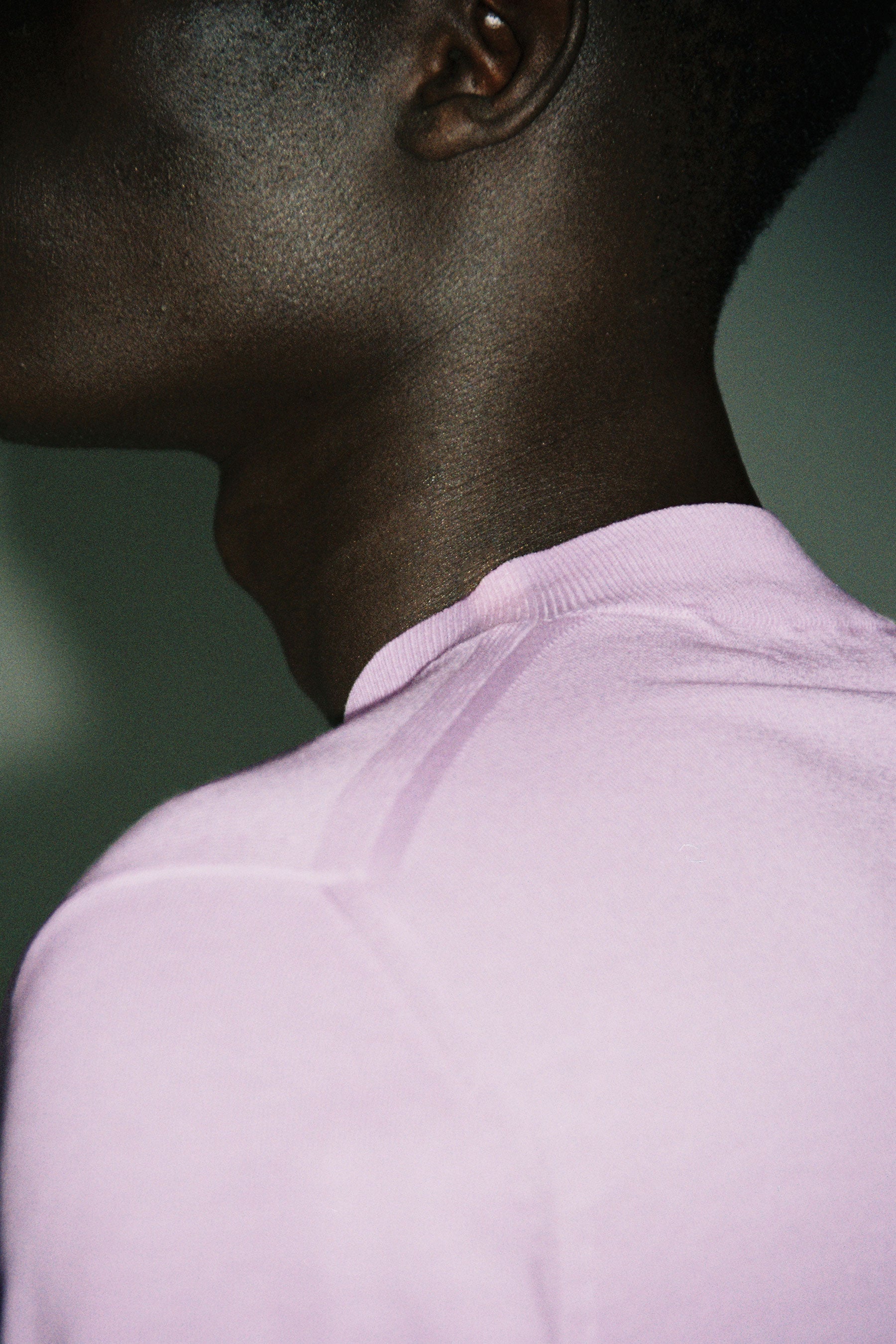 Purple Cotton V-mockneck Sweater