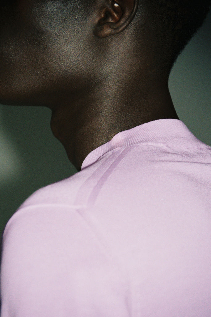 Purple Cotton V-mockneck Sweater