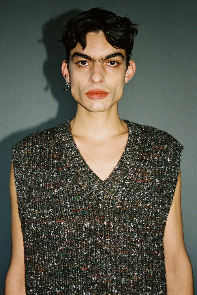 Brown Merino Wool Silk Chunky Knitted Cropped Vest