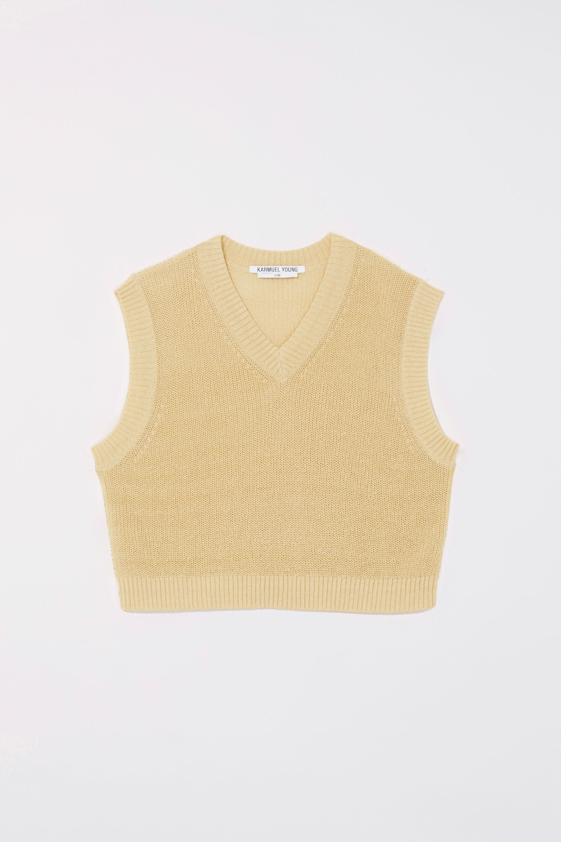 Yellow Cotton Silk Chunky Knitted Cropped Vest