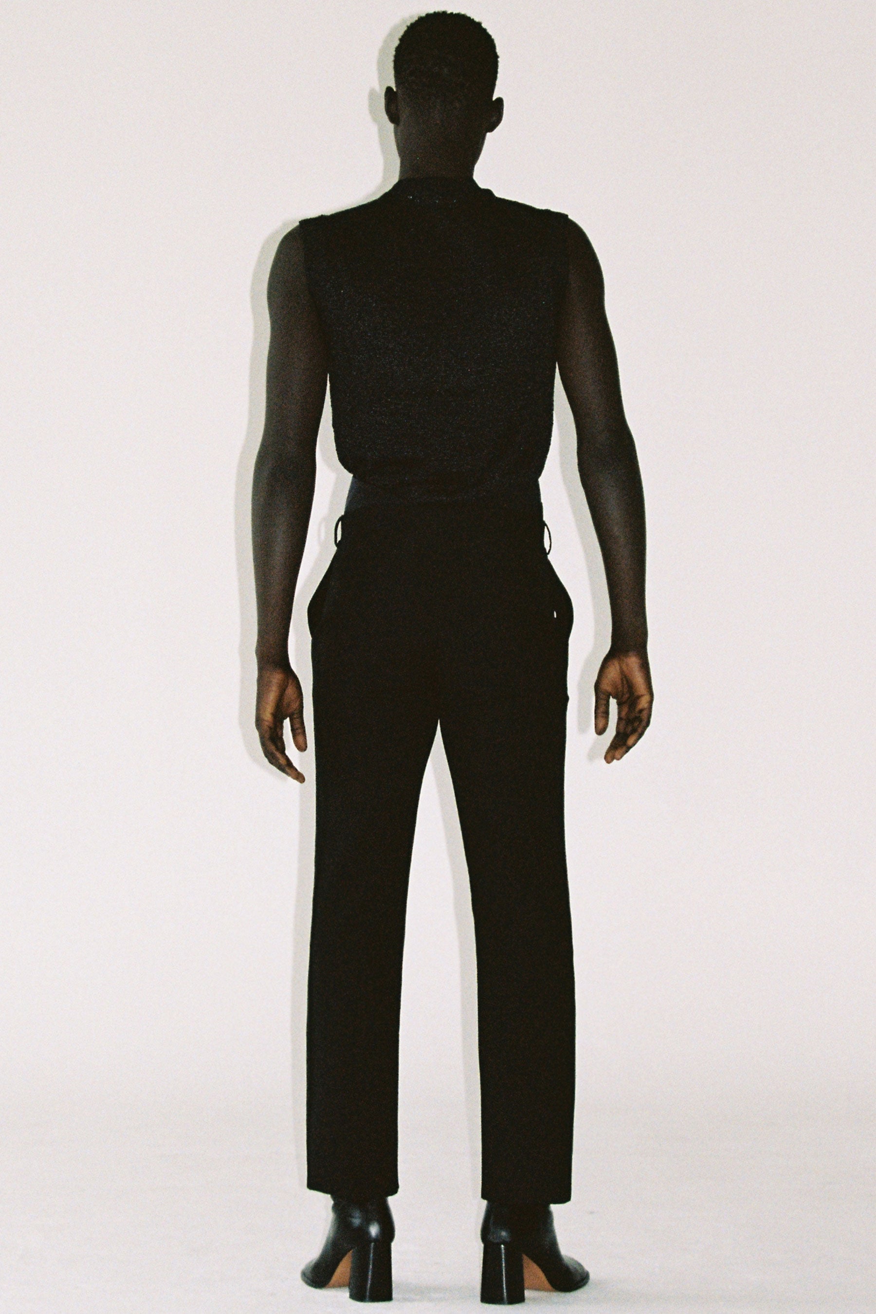 Black Woollen Mohair Cuboid Tailored Pants
