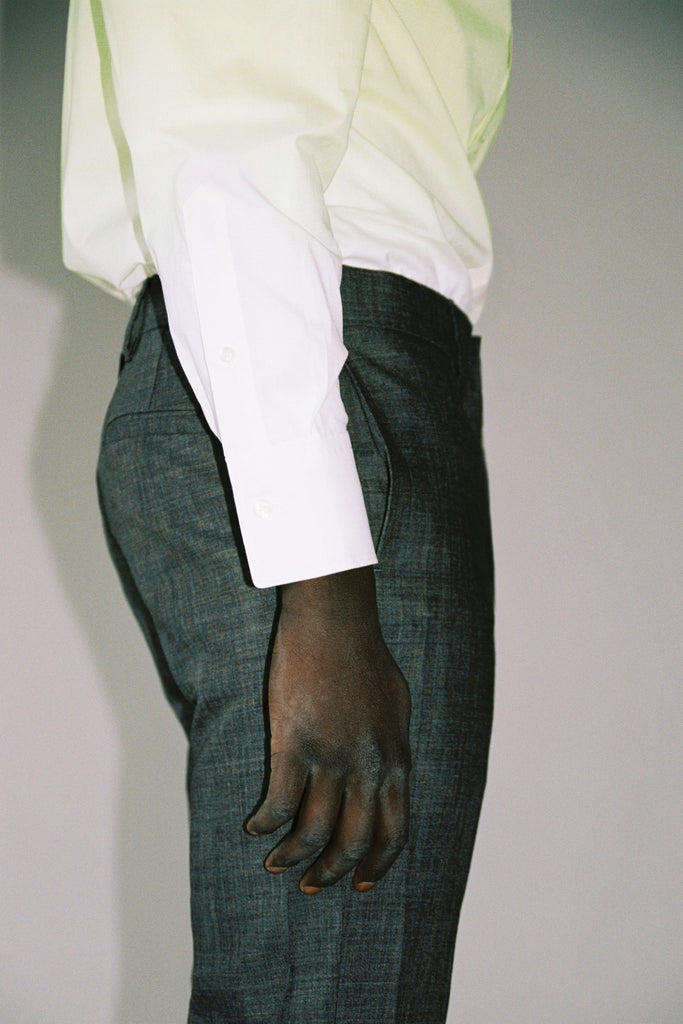 Heather Grey Woollen Mohair Cuboid Tailored Pants