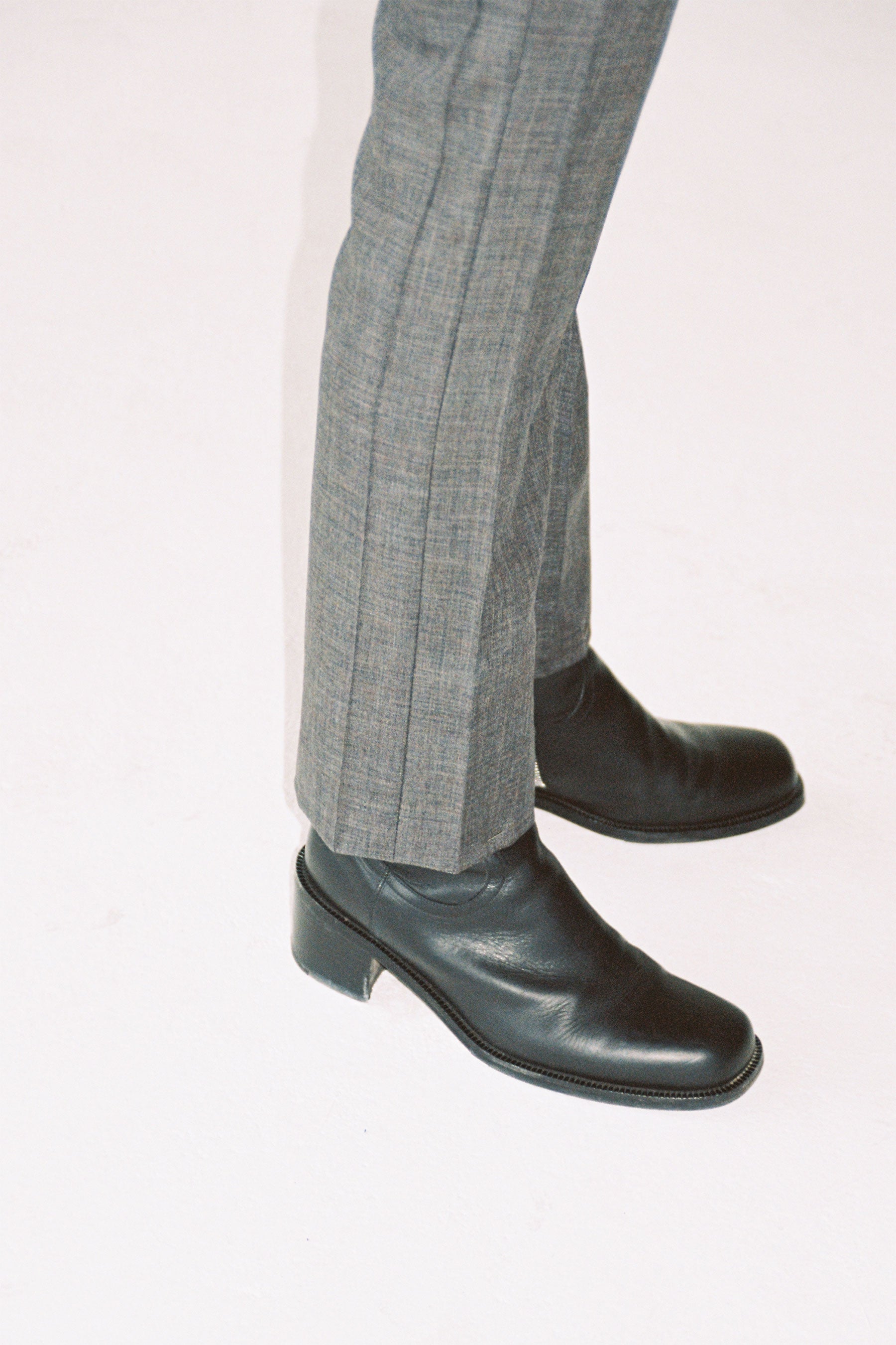 Heather Grey Woollen Mohair Cuboid Tailored Pants