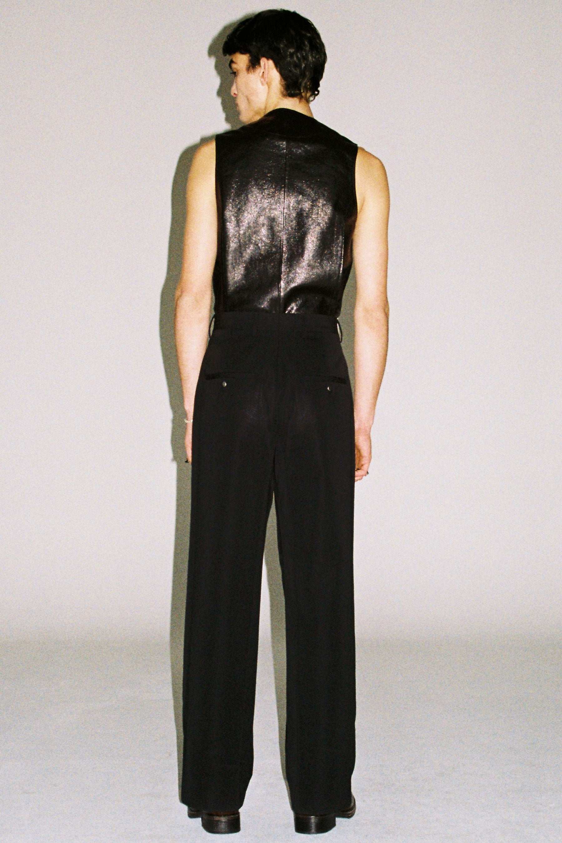 Black Wool Cuboid Wide Pants