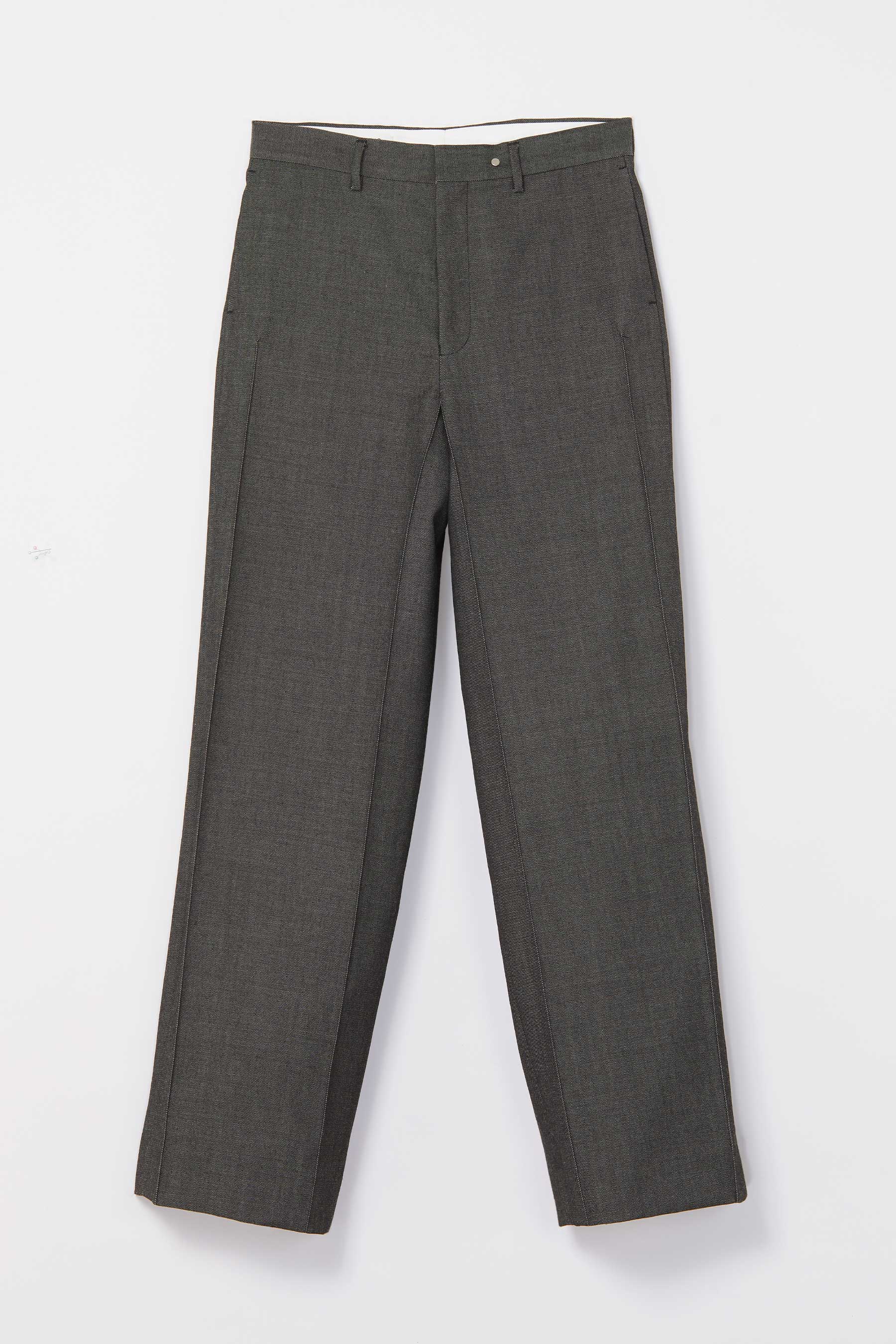 Dark Grey Wool Cuboid Wide Pants