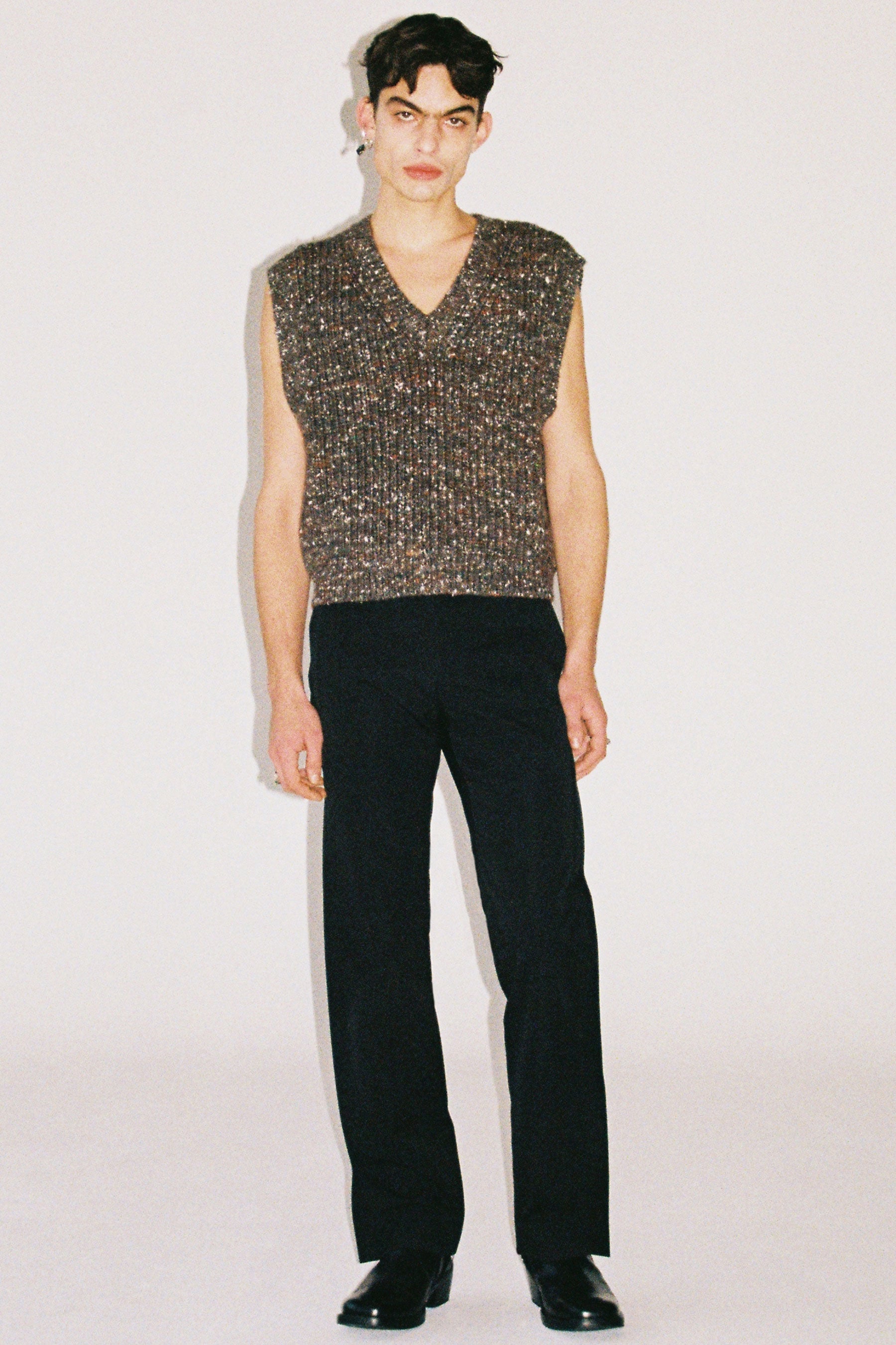 Black Wool Rectangle XY-plane Pants