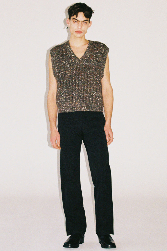 Black Wool Rectangle XY-plane Pants