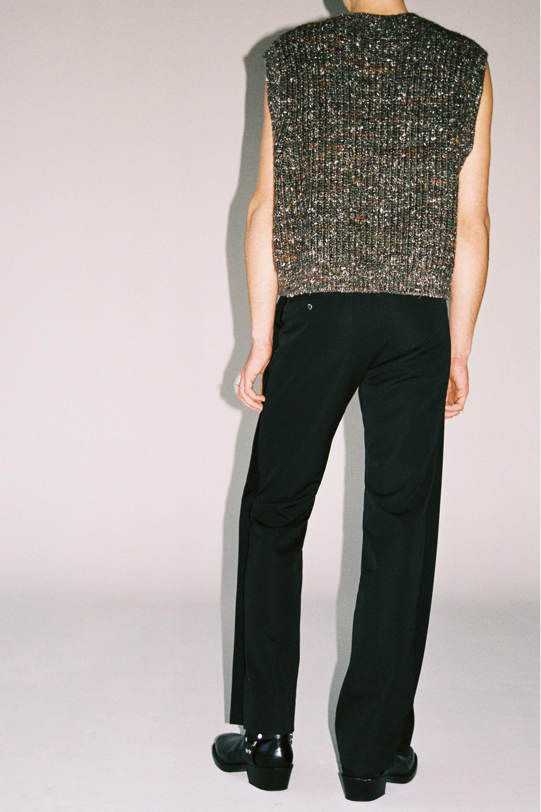 Black Wool Rectangle XY-plane Pants