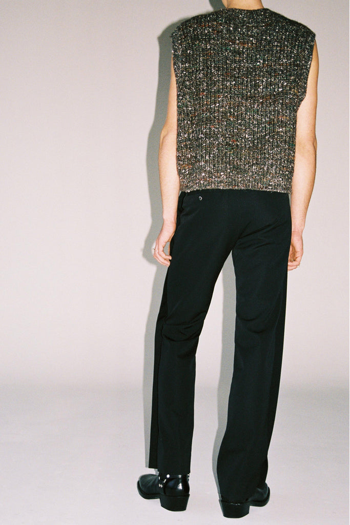 Black Wool Rectangle XY-plane Pants