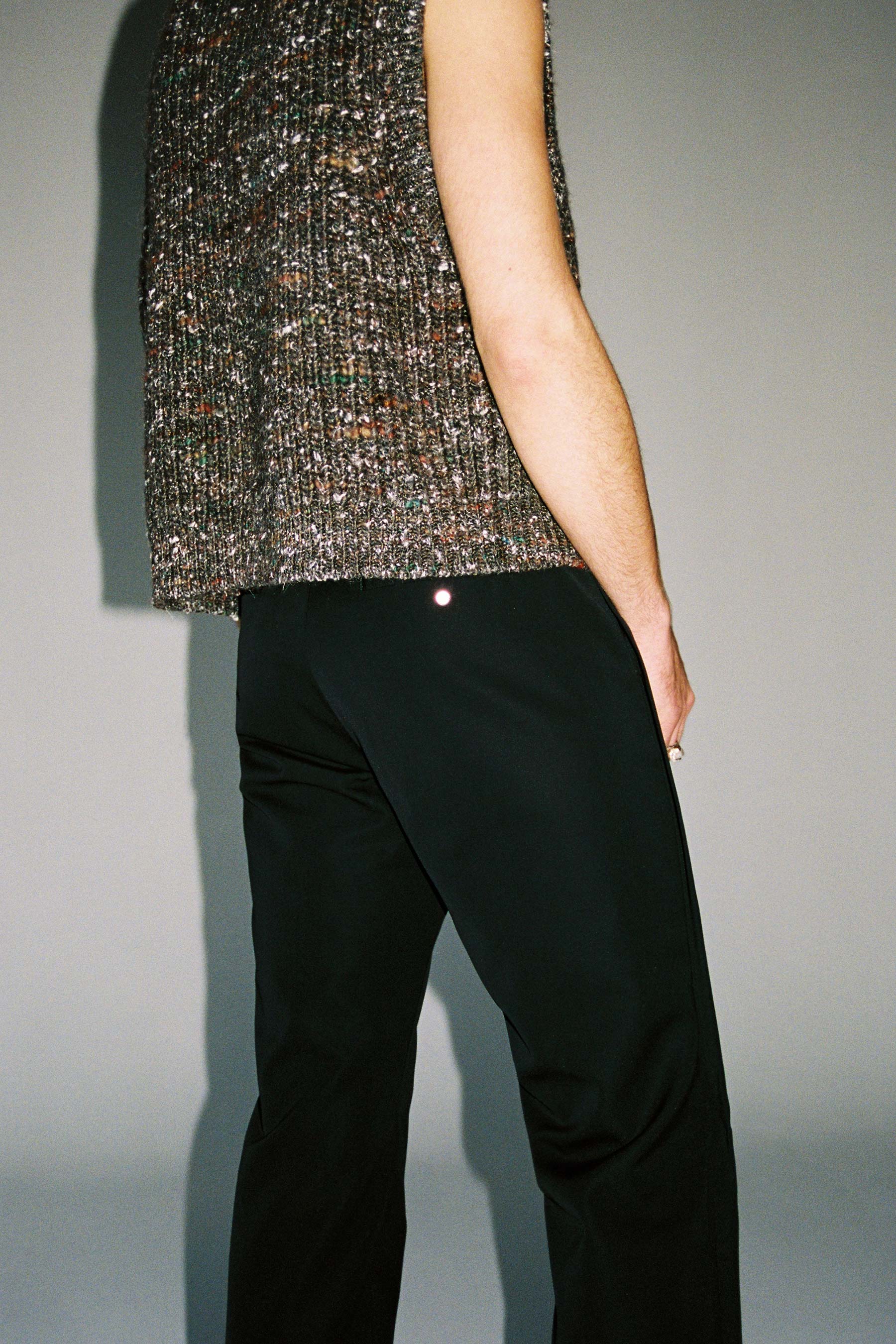 Black Wool Rectangle XY-plane Pants