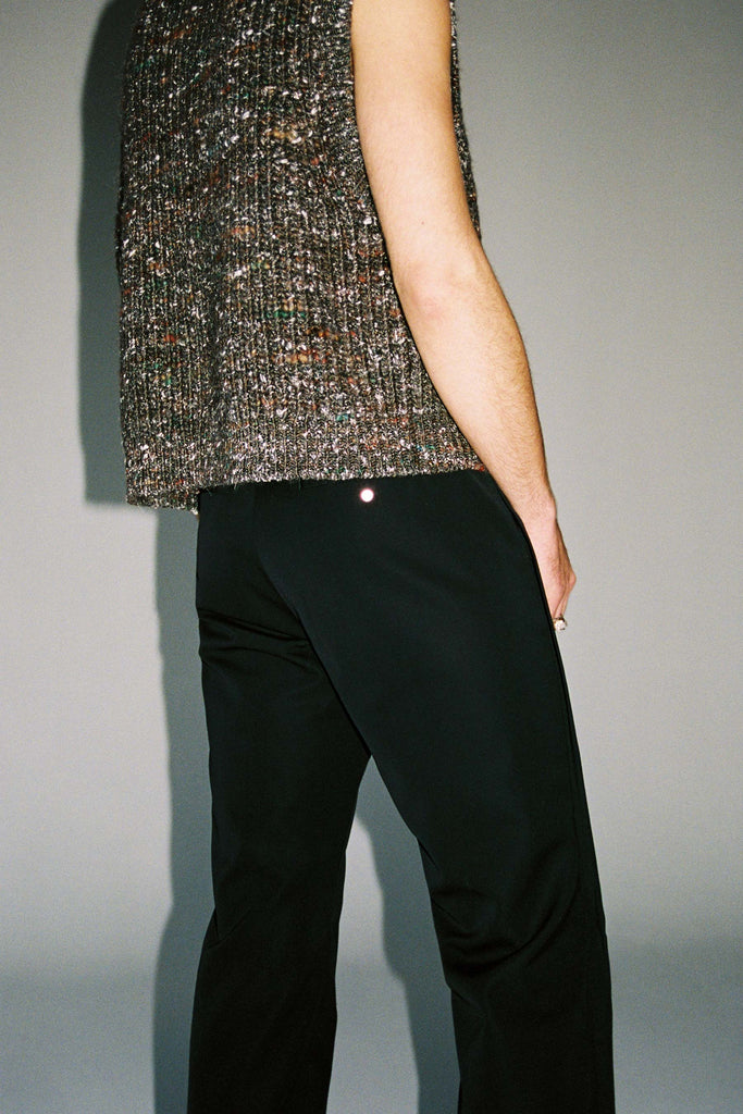 Black Wool Rectangle XY-plane Pants