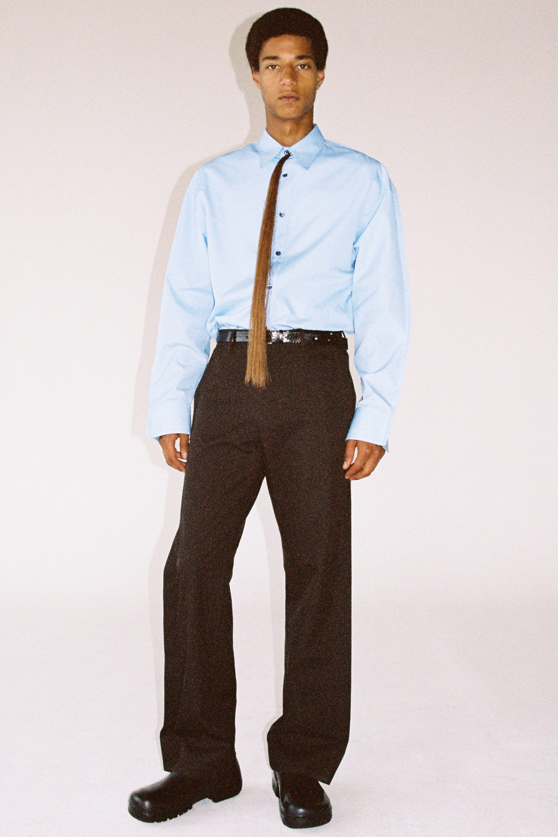 Brown Wool Rectangle XY-plane Pants