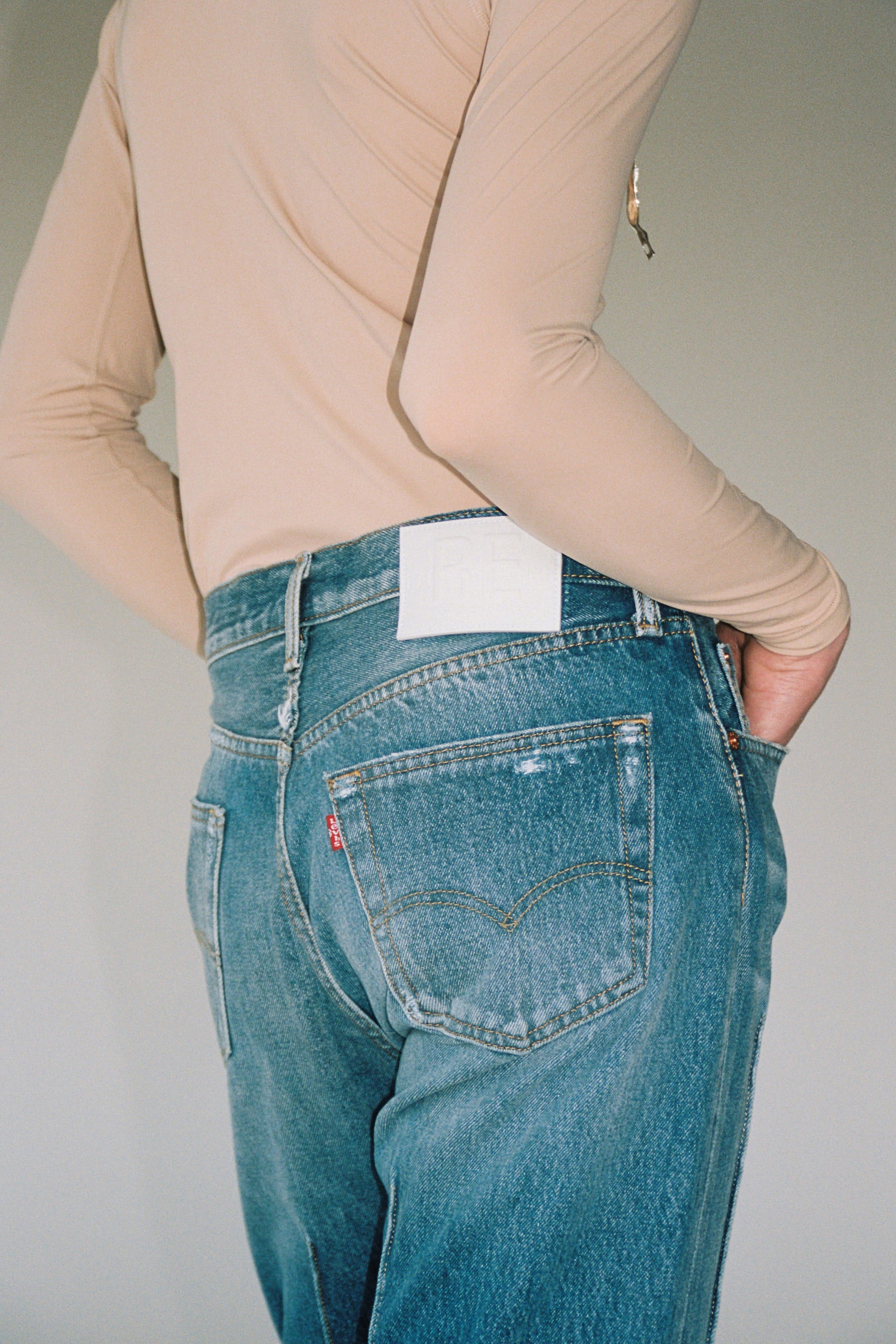 RE-edited Blue Washed Cuboid Levi's 501 jeans