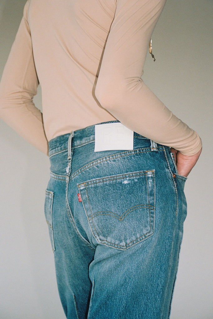 RE-edited Blue Washed Cuboid Levi's 501 jeans