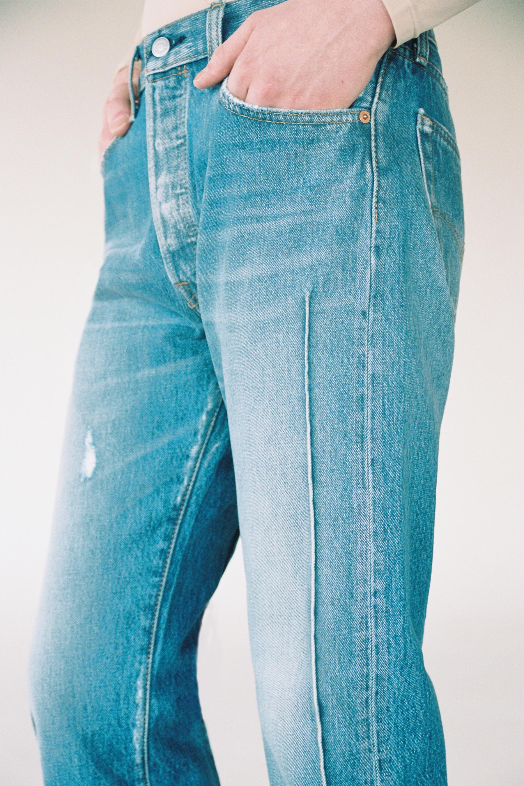 RE-edited Blue Washed Cuboid Levi's 501 jeans